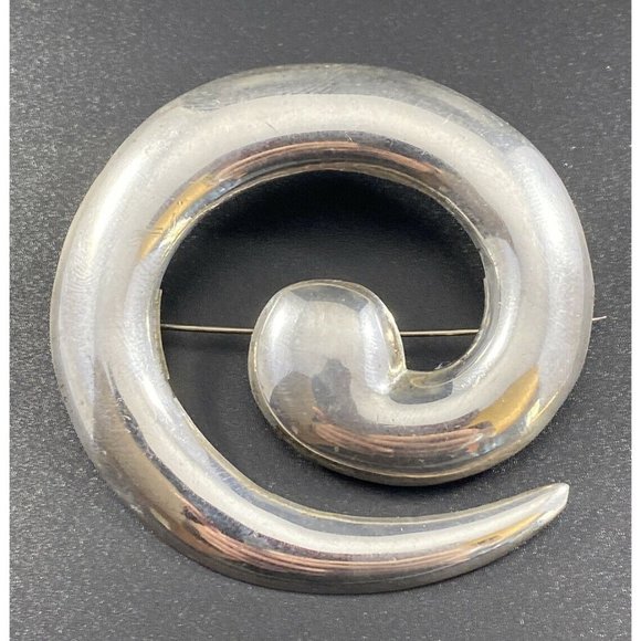 Vintage Taxco Sterling Silver TH-45 Modern Swirl Modernist Statement Brooch /Pin - Picture 1 of 4